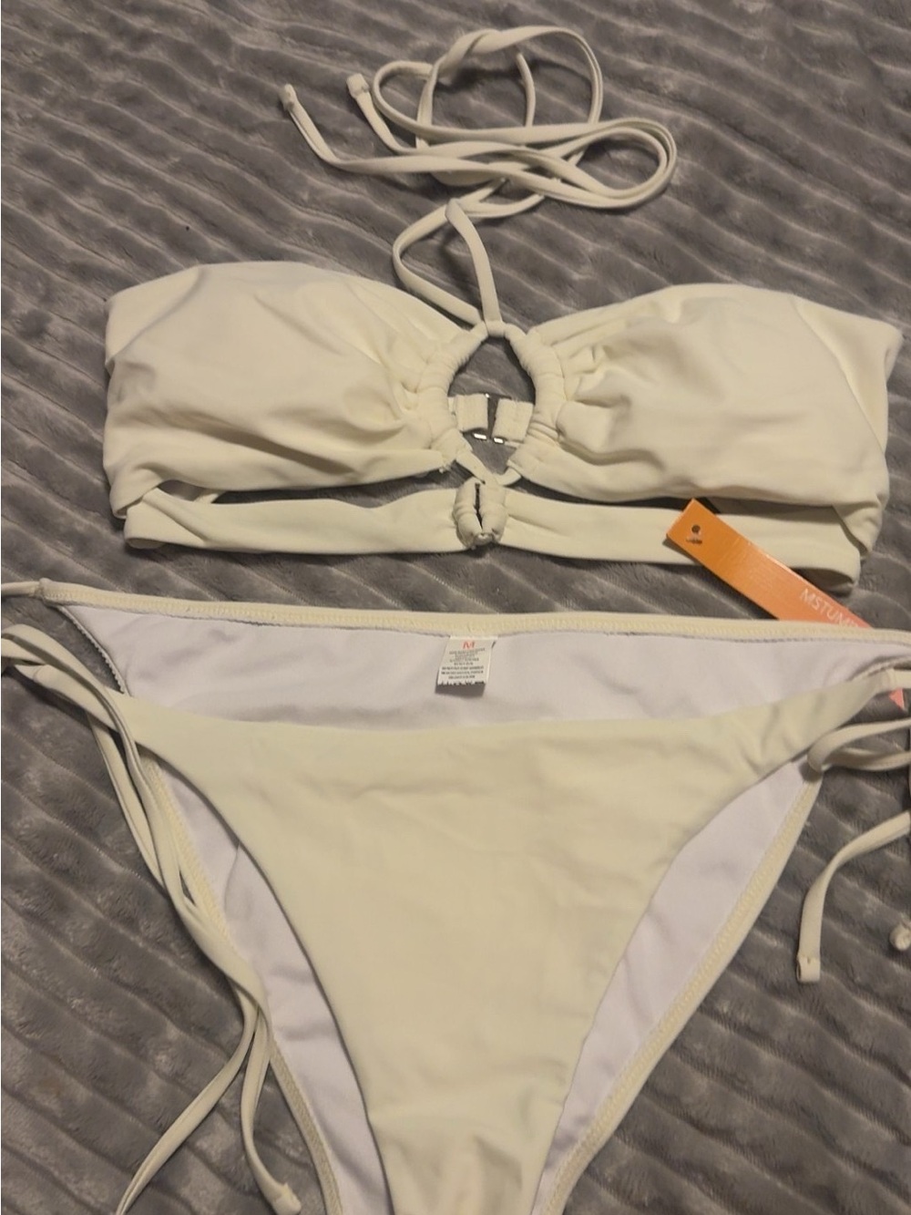 Women's Cream Bandeau Halter Bikini Set - Classic Swim